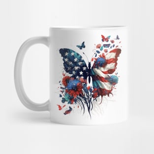 4th of July Floral Butterfly Vintage Mug